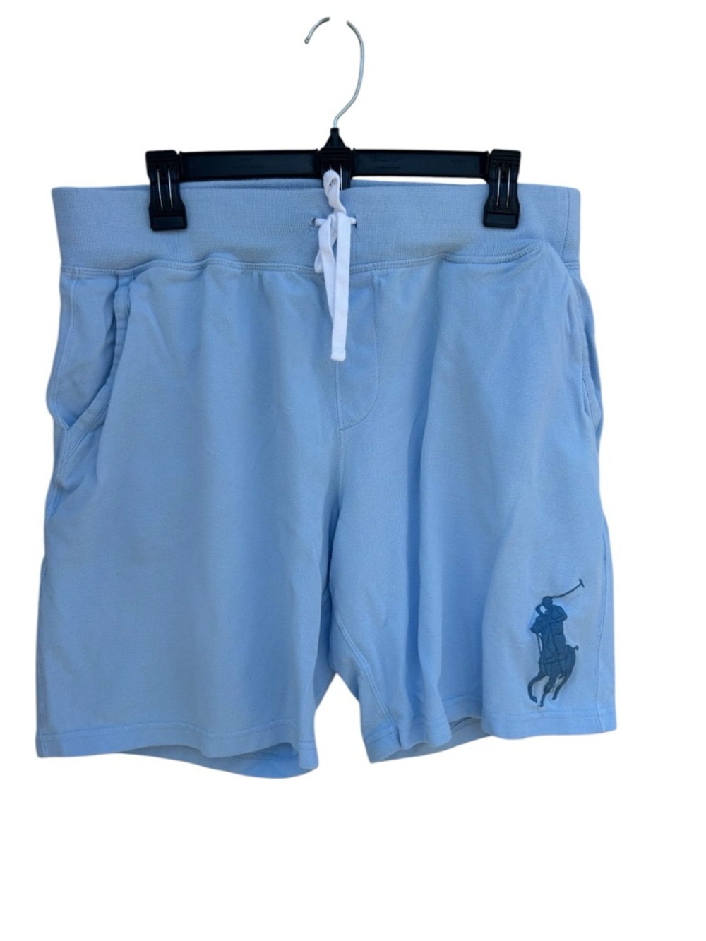 Polo Ralph Lauren Men's Large Big Pony Sweat Shorts Powder Blue Inseam 8" EUC